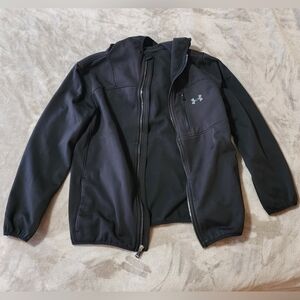 Under Armour Jacket | Black Softshell Zip Up Fleece Lined Hoodie| Youth Large